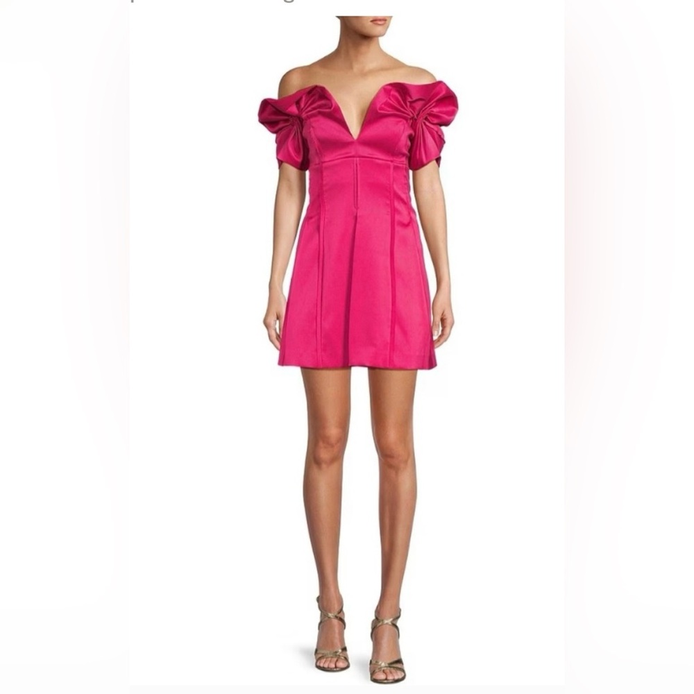 ANTONIO MELANI Fuchsia Off-Shoulder Mini Dress